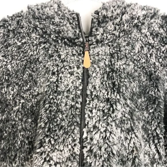 SIMPLY SOUTHERN | Teddy Full Zip Jacket Fluffy Gray & Black Mix Women’s Size XL - Picture 3 of 11